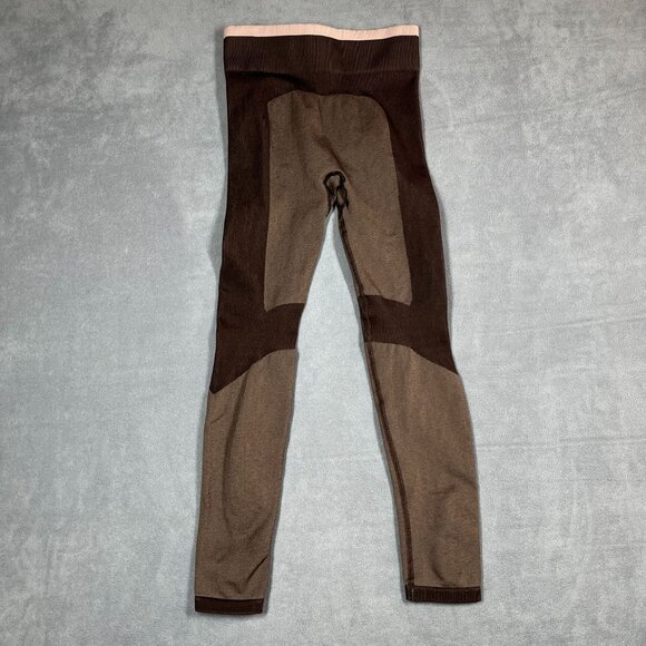 COS Women's Leggings XS‎ Brown Seamless Compression Quick Dry Ribbed Panels - Picture 2 of 9